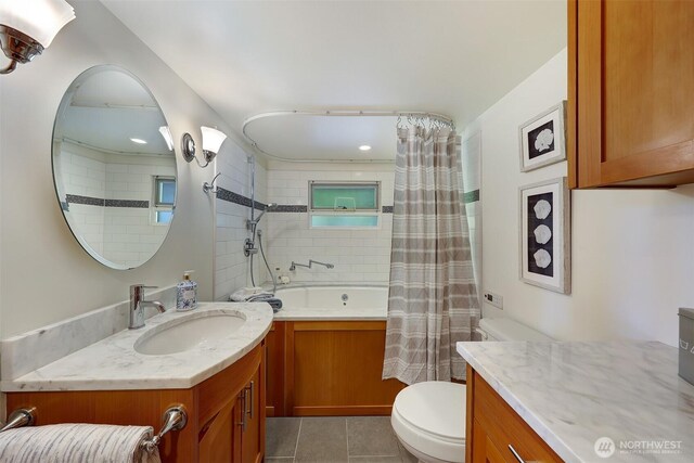 3110 Portage Bay Pl E Unit B, Seattle, WA 98103 - full bath featuring vanity, tile patterned floors, shower / tub combo, and toilet