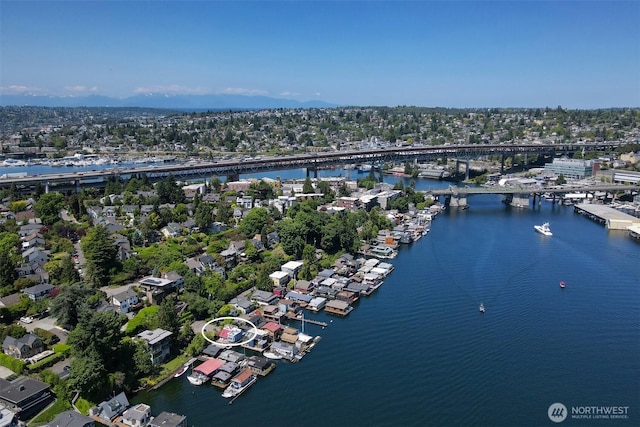 3110 Portage Bay Pl E Unit B, Seattle, WA 98103 - aerial view of residential area with a notable bridge and a nearby body of water