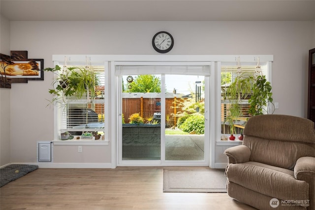 742 Parkland Loop, Sedro Woolley, WA 98284 - doorway to outside with wood finished floors and baseboards