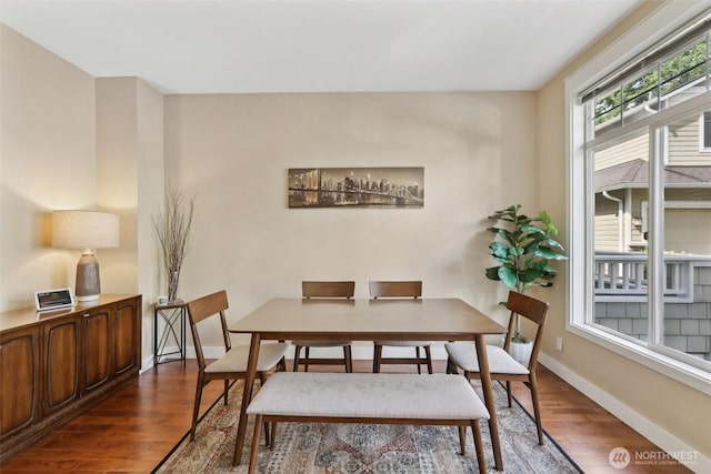 11800 SE 4th Pl Unit 203, Bellevue, WA 98005 - dining area featuring dark wood-style flooring and baseboards