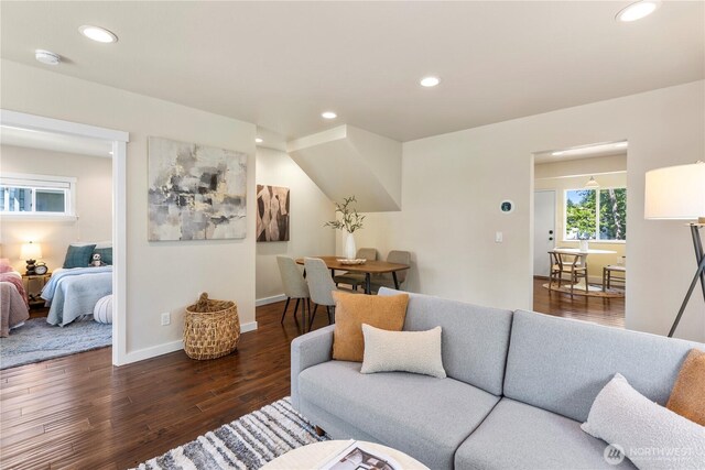 1220 SW Orchard St, Seattle, WA 98106 - living area featuring wood finished floors, recessed lighting, and baseboards