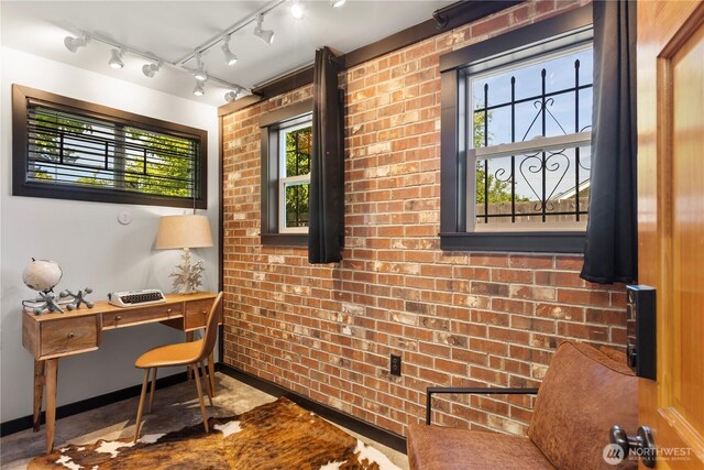 1220 SW Orchard St, Seattle, WA 98106 - office space with plenty of natural light, brick wall, and track lighting
