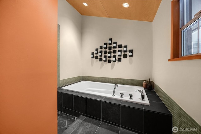 10608 NE 157th St, Bothell, WA 98011 - full bathroom with a bath, recessed lighting, and tile patterned floors