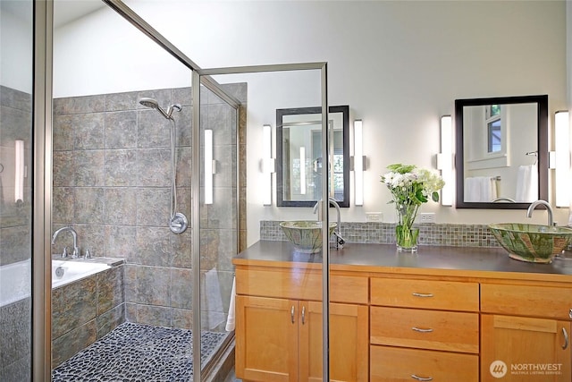 1577 Arrowhead Beach Rd, Camano Island, WA 98282 - bathroom with a shower stall, double vanity, and a garden tub