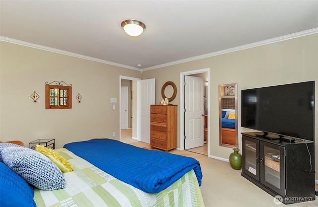 7623 152nd St SE, Snohomish, WA 98296 - bedroom with crown molding, light colored carpet, and baseboards