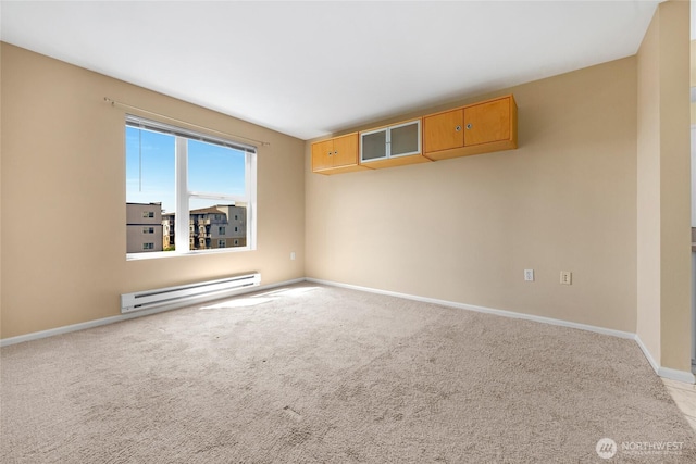 4343 Roosevelt Way NE Unit 401, Seattle, WA 98105 - carpeted empty room featuring a baseboard heating unit and baseboards