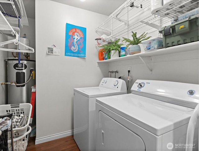 15512 Country Club Dr Unit B25, Mill Creek, WA 98012 - laundry area with washer and clothes dryer, dark wood-type flooring, and baseboards
