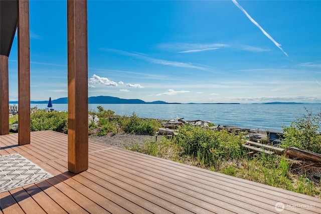 4489 Sucia Dr, Ferndale, WA 98248 - wooden deck with a water and mountain view