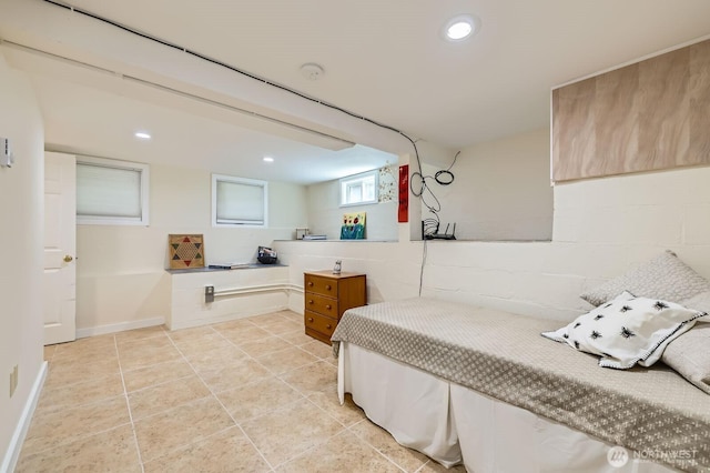 12019B 25th Ave NE, Seattle, WA 98125 - bedroom with light tile patterned floors and recessed lighting