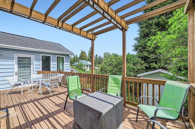 12019B 25th Ave NE, Seattle, WA 98125 - wooden terrace with a pergola and outdoor dining area