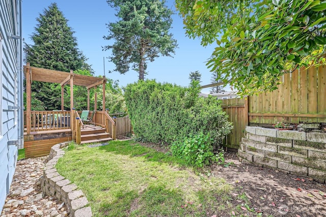 12019B 25th Ave NE, Seattle, WA 98125 - fenced backyard with a wooden deck and a pergola