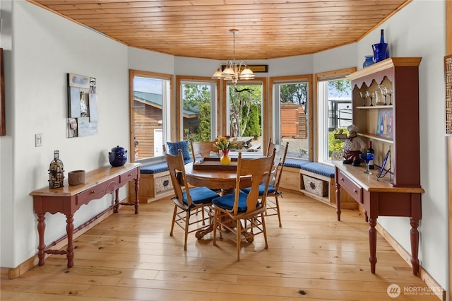 418 Summer Pl SW, Mattawa, WA 99349 - dining space with a chandelier, wood ceiling, and light wood finished floors