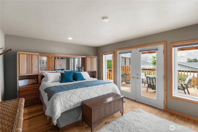 418 Summer Pl SW, Mattawa, WA 99349 - bedroom with french doors, access to exterior, light wood-style floors, recessed lighting, and baseboards