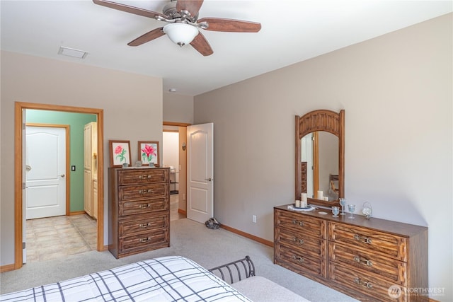 252 Mariners Dr, Sequim, WA 98382 - bedroom featuring light carpet and a ceiling fan