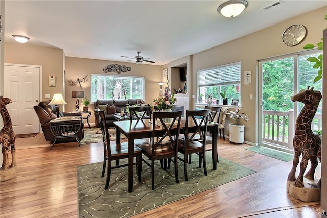 6511 127th Street Ct E Unit 19, Puyallup, WA 98373 - dining room with a ceiling fan and light wood-style flooring