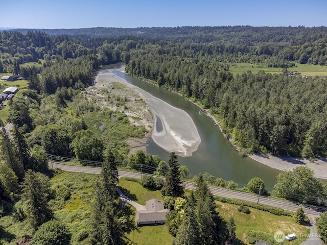 21709 Jordan Rd, Arlington, WA 98223 - drone / aerial view of a heavily wooded area and a nearby body of water