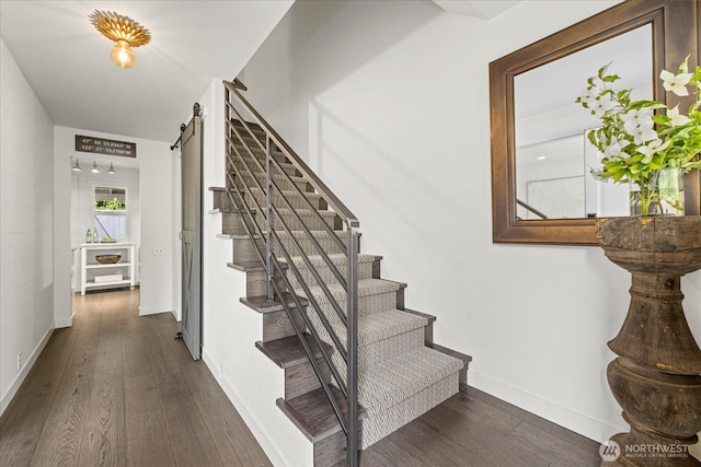 1420 Bellevue Way SE Unit 14, Bellevue, WA 98004 - staircase with hardwood / wood-style floors and baseboards