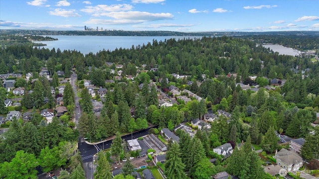 1420 Bellevue Way SE Unit 14, Bellevue, WA 98004 - aerial view of property's location with a heavily wooded area and a large body of water