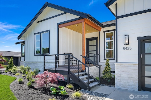 5425 Salish Rd, Blaine, WA 98230 - property entrance featuring board and batten siding