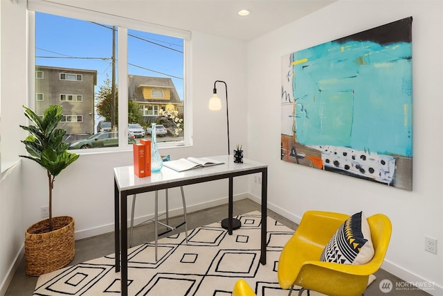 3852 Beach Dr SW Unit A, Seattle, WA 98116 - office area featuring baseboards and recessed lighting