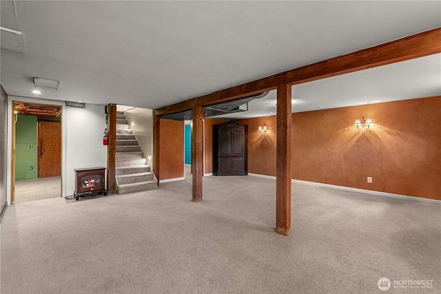 1361 Mission Creek Rd, Cashmere, WA 98815 - finished below grade area with stairs, carpet, and baseboards