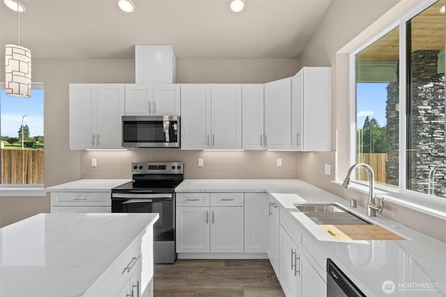 2120 Hawks View Ln, Winlock, WA 98596 - kitchen featuring appliances with stainless steel finishes, plenty of natural light, a sink, and recessed lighting