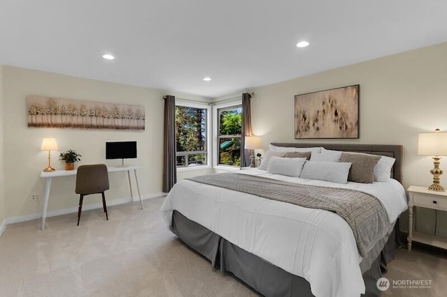 711 NW 120th St, Seattle, WA 98177 - bedroom featuring light colored carpet, recessed lighting, and baseboards