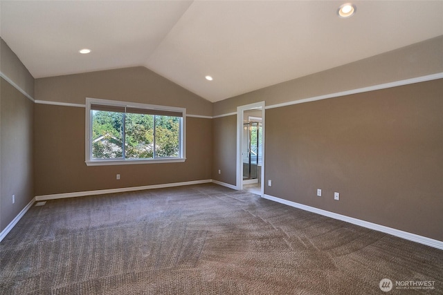27006 229th Pl SE, Maple Valley, WA 98038 - empty room with vaulted ceiling, baseboards, carpet, and recessed lighting