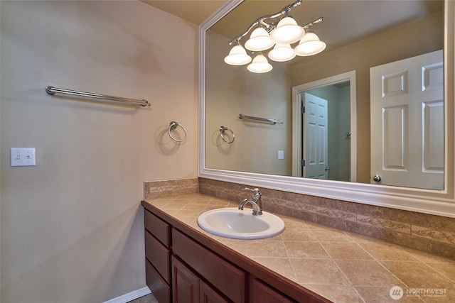 27006 229th Pl SE, Maple Valley, WA 98038 - bathroom featuring vanity and a chandelier