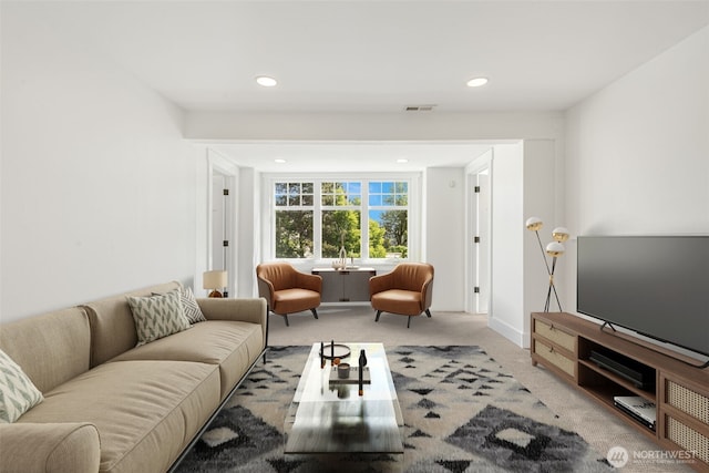 1542 Grand Ave, Seattle, WA 98122 - living room with carpet flooring, recessed lighting, and baseboards
