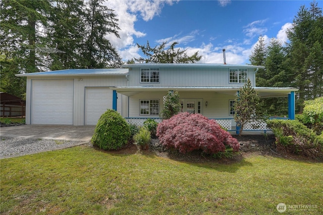 818 295th St E, Roy, WA 98580 - view of front of house with a porch, driveway, and a front yard