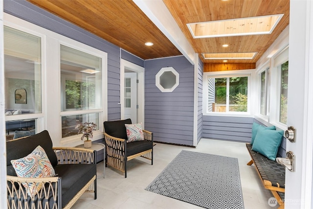 17655 Division Ave NE, Suquamish, WA 98392 - sunroom / solarium with wood ceiling, recessed lighting, wooden walls, and a skylight