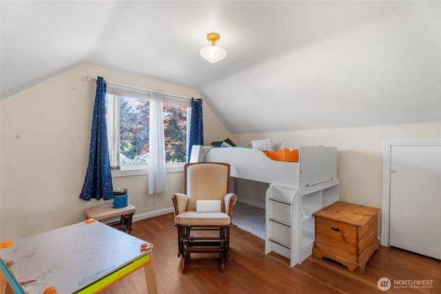 2649 Louisiana St, Longview, WA 98632 - bedroom featuring wood finished floors and vaulted ceiling