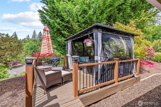8 Clearview Dr, Longview, WA 98632 - wooden terrace with a gazebo and outdoor dining area