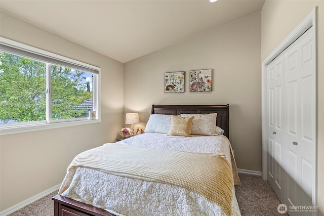 8 Clearview Dr, Longview, WA 98632 - carpeted bedroom with baseboards, a closet, and lofted ceiling