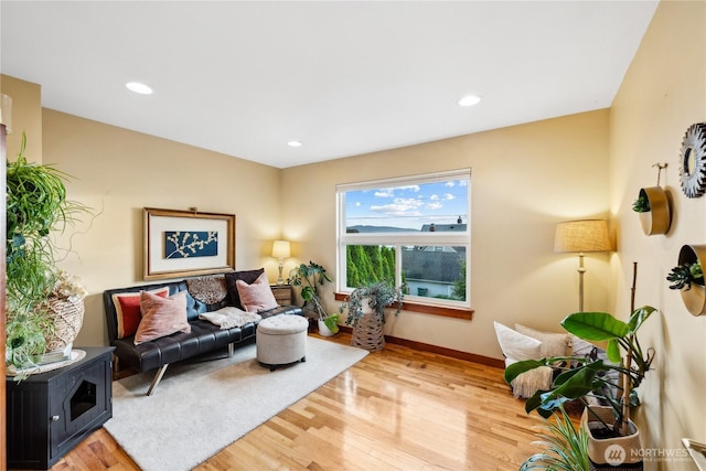 714 13th St, Bellingham, WA 98225 - living area with wood finished floors, baseboards, and recessed lighting