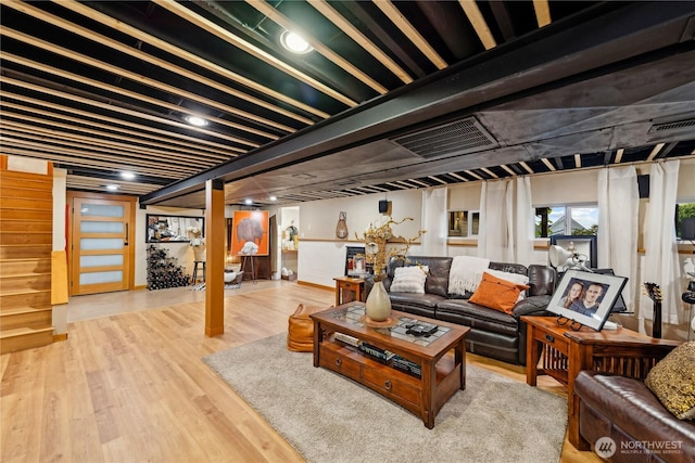 714 13th St, Bellingham, WA 98225 - living area with wood finished floors and stairs