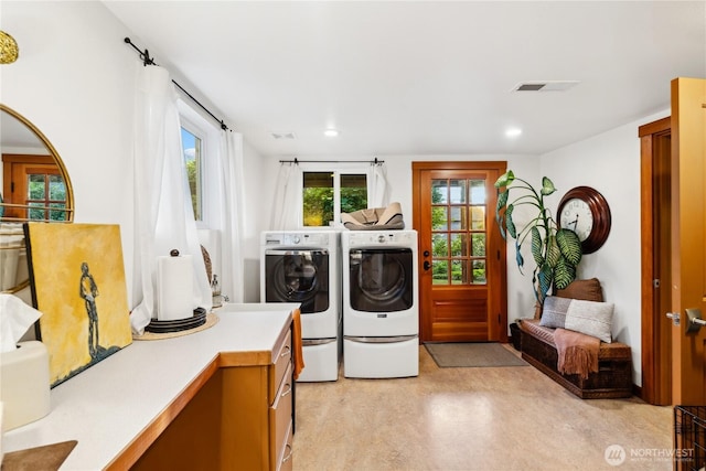 714 13th St, Bellingham, WA 98225 - laundry area with washing machine and clothes dryer, healthy amount of natural light, and recessed lighting