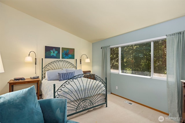 2041 NW Tregaten Ln, Poulsbo, WA 98370 - carpeted bedroom featuring vaulted ceiling and baseboards