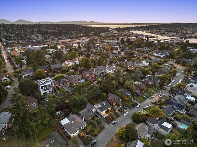 3249 Conkling Pl W, Seattle, WA 98119 - aerial view at dusk of a mountain view and a residential view