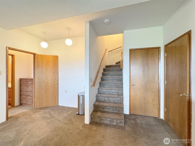 1813 E 3rd St, Port Angeles, WA 98362 - staircase featuring carpet