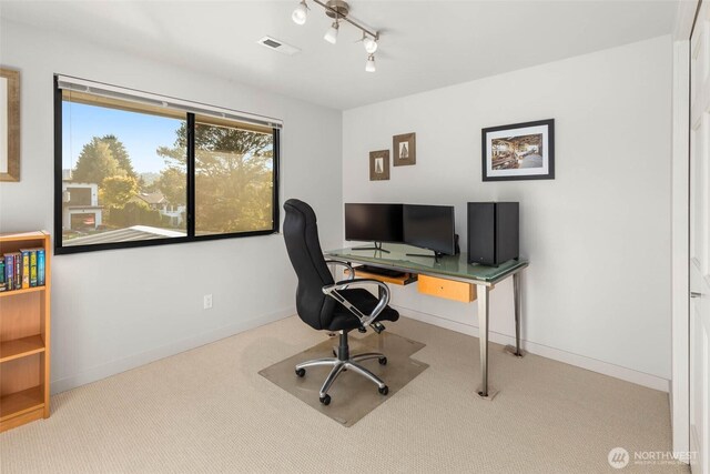 12 Columbia Ky, Bellevue, WA 98006 - office area featuring carpet floors, baseboards, and track lighting