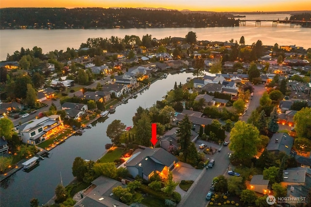 12 Columbia Ky, Bellevue, WA 98006 - aerial view at dusk of a water view and a residential view