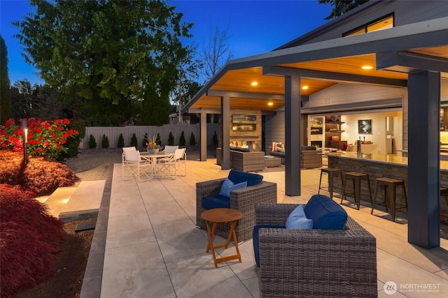 12 Columbia Ky, Bellevue, WA 98006 - view of patio featuring an outdoor living space with a fireplace