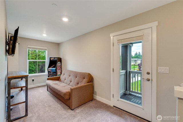 8323 E Gilman Ave, Arlington, WA 98223 - sitting room featuring carpet, baseboards, and recessed lighting