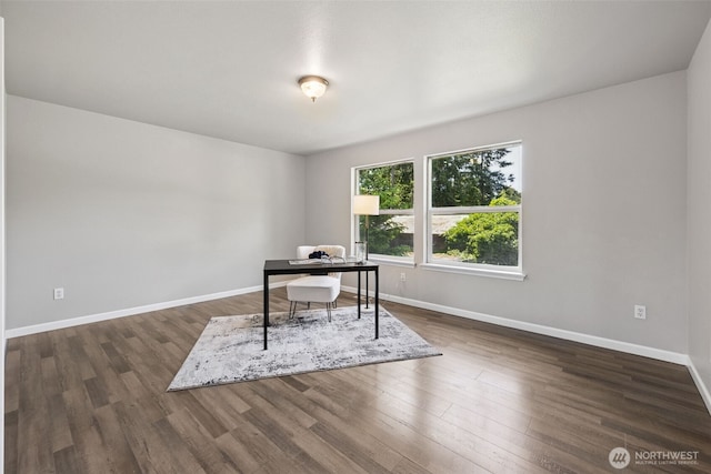 18216 80th Ave E, Puyallup, WA 98375 - office area featuring baseboards and dark wood finished floors
