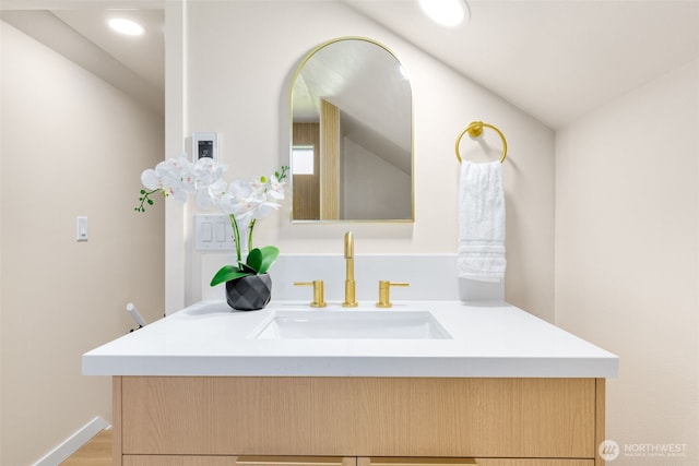 4022 N 19th St, Tacoma, WA 98406 - bathroom featuring vanity, recessed lighting, and wood finished floors