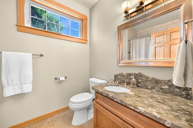 8795 Wood Duck Way, Blaine, WA 98230 - bathroom with vanity, tile patterned flooring, and curtained shower