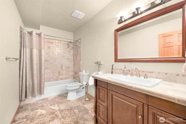 8795 Wood Duck Way, Blaine, WA 98230 - bathroom featuring vanity and shower / tub combo with curtain