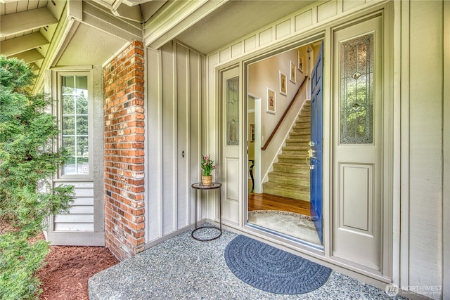 22233 NE 23rd St, Sammamish, WA 98074 - entrance to property with brick siding, board and batten siding, and a porch